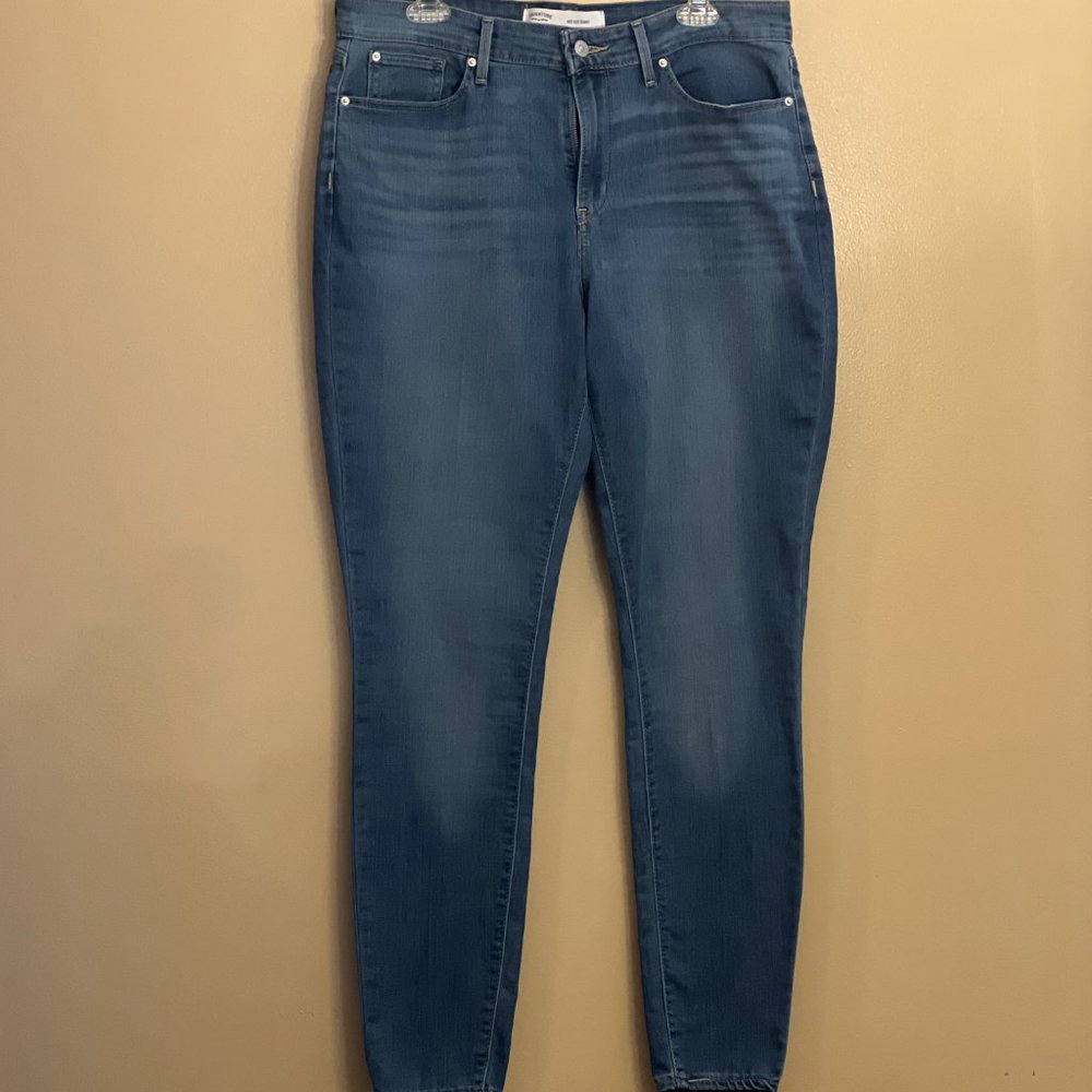 Signature by Levi Strauss Mid Rise Skinny Women's Medium Blue Denim Jean Size 16
